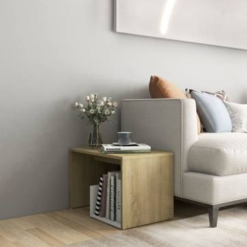 Modern White and Sonoma Oak Side Table | 59x36x38 cm