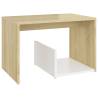 Modern White and Sonoma Oak Side Table | 59x36x38 cm