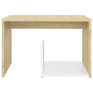 Modern White and Sonoma Oak Side Table | 59x36x38 cm