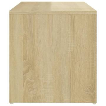 Modern White and Sonoma Oak Side Table | 59x36x38 cm