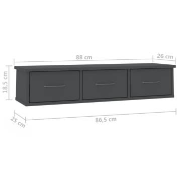 Wall-Mounted Drawer Shelf Grey - Stylish Storage Solution