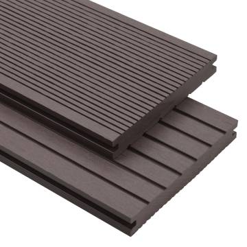 WPC Solid Decking Boards 10m² Dark Brown | Hipomarket UK