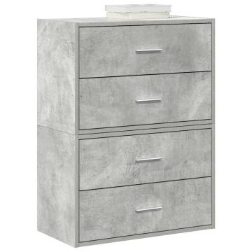 2-Piece Concrete Grey Cabinets with Drawers - HipoMarket