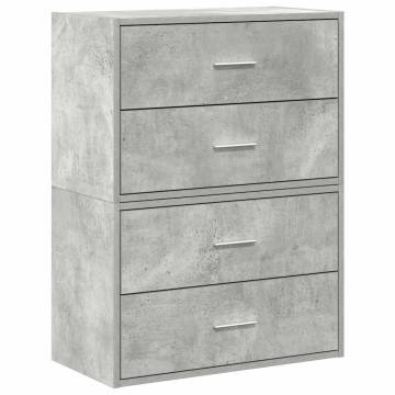 2-Piece Concrete Grey Cabinets with Drawers - HipoMarket