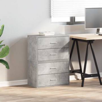 2-Piece Concrete Grey Cabinets with Drawers - HipoMarket