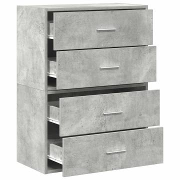 2-Piece Concrete Grey Cabinets with Drawers - HipoMarket