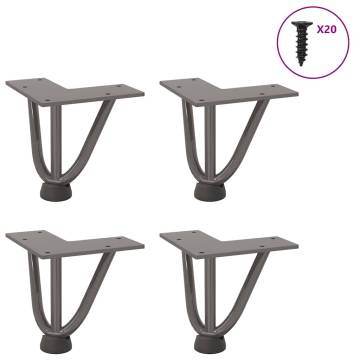 Hairpin Table Legs 4 pcs Natural Steel - 10 cm Solid Steel