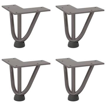 Hairpin Table Legs 4 pcs Natural Steel - 10 cm Solid Steel