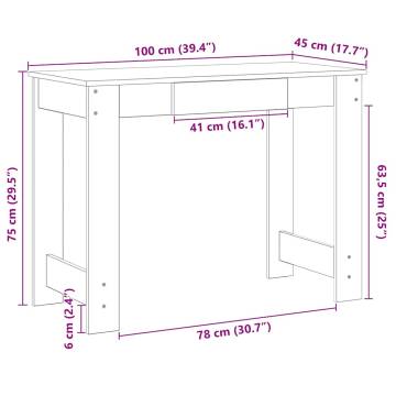 Concrete Grey Desk 100x45x75 cm | Durable Engineered Wood