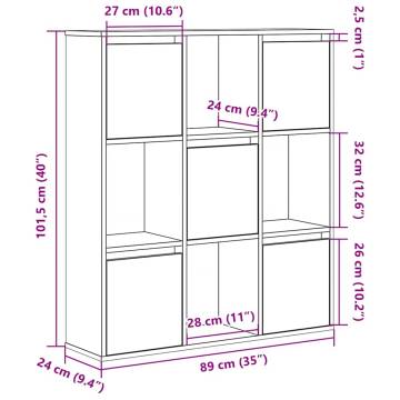 Bookcase Grey Sonoma 89x24x101.5 cm - Stylish & Functional Storage