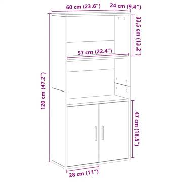 Stylish White Bookcase - 60x24x120 cm Engineered Wood | HipoMarket