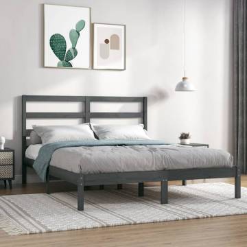 Grey Solid Wood Pine Bed Frame 140x190 cm | HIPO Market