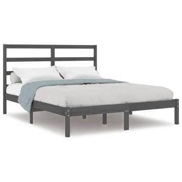 Grey Solid Wood Pine Bed Frame 140x190 cm | HIPO Market