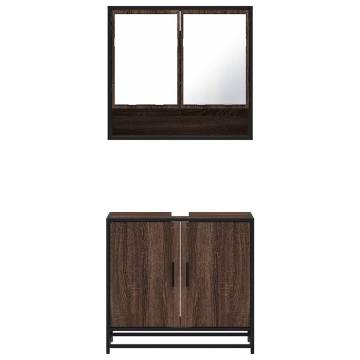 2 Piece Brown Oak Bathroom Furniture Set - Stylish & Durable