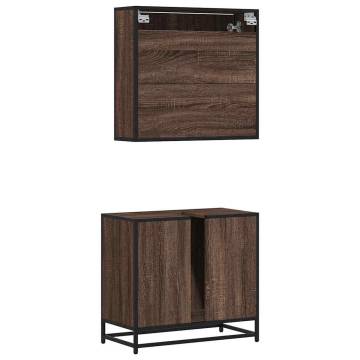 2 Piece Brown Oak Bathroom Furniture Set - Stylish & Durable