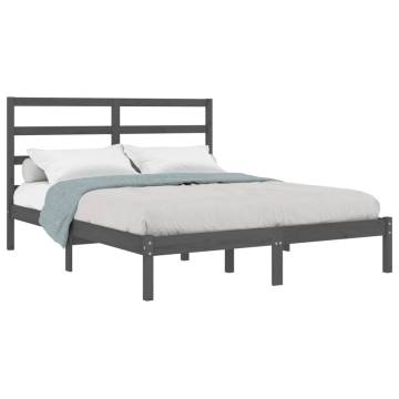 Grey Solid Wood Pine Bed Frame 140x190 cm | HIPO Market