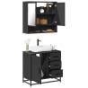  2 Piece Bathroom Furniture Set Black Engineered Wood Colour black Number of 1 