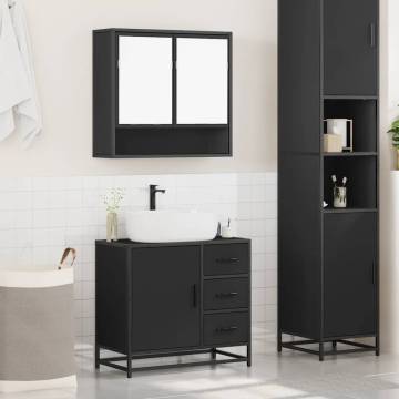 Stylish 2 Piece Black Bathroom Furniture Set - HipoMarket