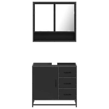 Stylish 2 Piece Black Bathroom Furniture Set - HipoMarket