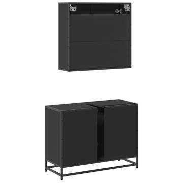 Stylish 2 Piece Black Bathroom Furniture Set - HipoMarket