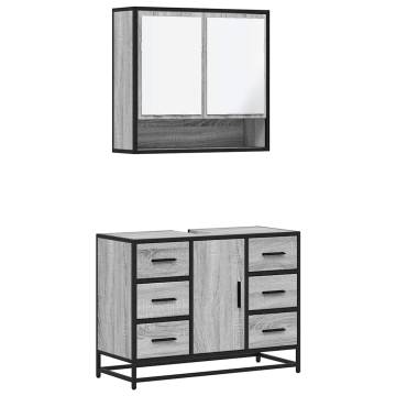 Stylish 2 Piece Bathroom Furniture Set - Grey Sonoma Design