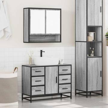 Stylish 2 Piece Bathroom Furniture Set - Grey Sonoma Design