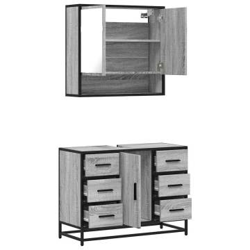 Stylish 2 Piece Bathroom Furniture Set - Grey Sonoma Design