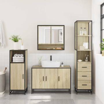 3 Piece Bathroom Furniture Set - Sonoma Oak Engineered Wood