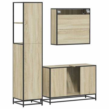 3 Piece Bathroom Furniture Set - Sonoma Oak Engineered Wood