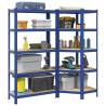  2 Piece 5-Layer Shelves Set Blue Steel&Engineered Wood Colour blue Size 90 x 40 x 180 cm Quantity in Package 2 Amount 1 