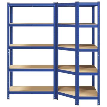 2 Piece 5-Layer Shelves Set - Blue Steel & Engineered Wood