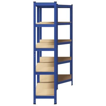 2 Piece 5-Layer Shelves Set - Blue Steel & Engineered Wood