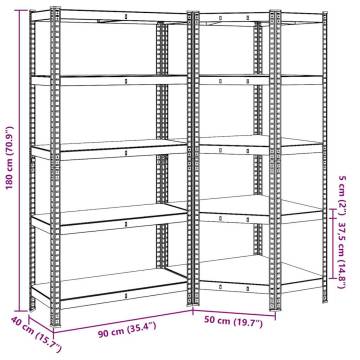 2 Piece 5-Layer Shelves Set - Blue Steel & Engineered Wood