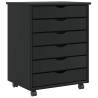  Rolling Cabinet with Drawers MOSS Black Solid Wood Pine Colour black Size 53 x 39 x 65.5 cm Quantity in Package 1 Number of 