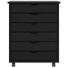 MOSS Black Rolling Cabinet with Drawers - Solid Pine Wood