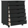 MOSS Black Rolling Cabinet with Drawers - Solid Pine Wood