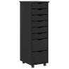  Rolling Cabinet with Drawers MOSS Black Solid Wood Pine Colour black Size 34 x 39 x 103 cm Quantity in Package 1 Number of 