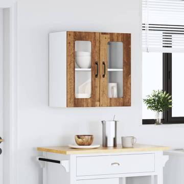 Lucca Kitchen Wall Cabinet with Glass Door - Old Wood