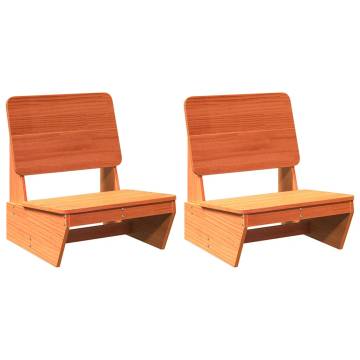 Garden Chairs 2 pcs Wax Brown - Solid Wood Pine Outdoor Seating