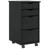  Rolling Cabinet with Drawers MOSS Black Solid Wood Pine Colour black Quantity in Package 1 Number of 