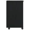 MOSS Black Rolling Cabinet with Drawers - Solid Pine Wood