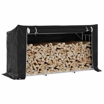 vidaxL Firewood Rack with Rain Cover - Galvanised Steel | HipoMarket