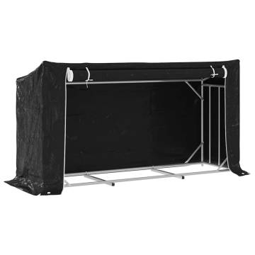 vidaxL Firewood Rack with Rain Cover - Galvanised Steel | HipoMarket