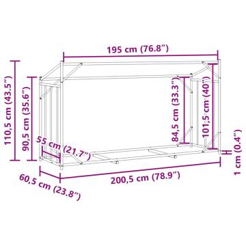 vidaxL Firewood Rack with Rain Cover - Galvanised Steel | HipoMarket