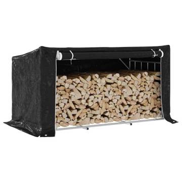 vidaxL Firewood Rack with Rain Cover - Galvanised Steel