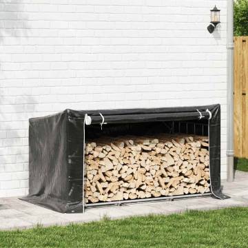 vidaxL Firewood Rack with Rain Cover - Galvanised Steel