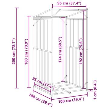 vidaxL Firewood Rack with Rain Cover - Durable Galvanised Steel