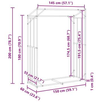 vidaxL Firewood Rack with Rain Cover - Durable & Spacious