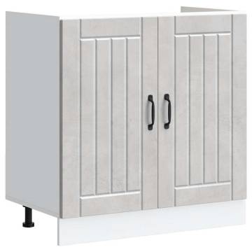 Sink Base Cabinet Lucca | Concrete Grey Engineered Wood