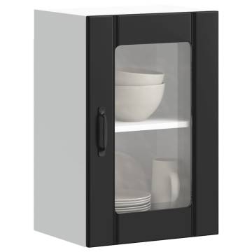 Kitchen Wall Cabinet with Glass Door Lucca Black - Hipo Market